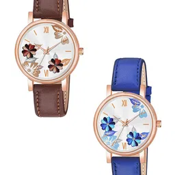 CSAMON Women Pack of 2 Printed Dial & Straps Analogue Watch C36RG BLU BRO Fosil L-image-48