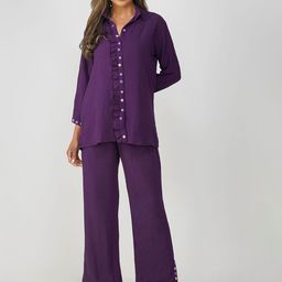 Bindigasm Phoolmati Embroidered Three-Quarter Sleeves Shirt With Palazzos-image-80