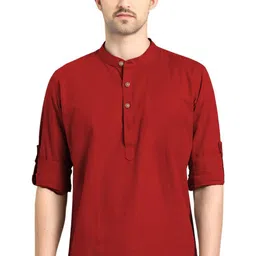 APEKTRA Men Solid Mandarin Collar Full Sleeves Slim Fit Short Kurta-43