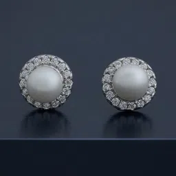 Kushal's Fashion Jewellery 92.5Silver Rhodium-Plated Circular Shaped Studs-image-13