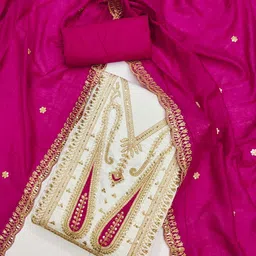 LeeliPeeri Designer Paisley Embroidered Zari Silk Unstitched Dress Material-image-97