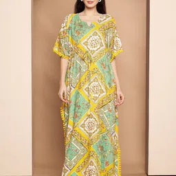 Secret Wish Women Geometric Printed Kaftan Nightdress-image-18