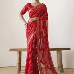 HERE&NOW Printed Bandhani Saree-53