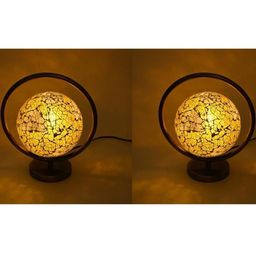 SOMIL Yellow Set Of 2 Printed Glass Spherical Table Lamp-image-10