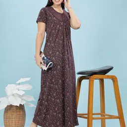 9shines Label Printed Maxi Nightdress-image-66