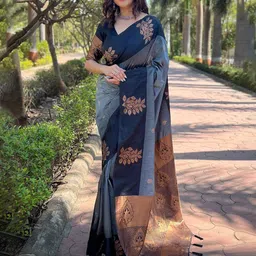 Sitanjali Woven Design Zari Silk Blend Kanjeevaram Saree-picture-13