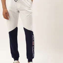 AMSWAN Men Colourblocked Cotton Mid-Rise Joggers-image-84