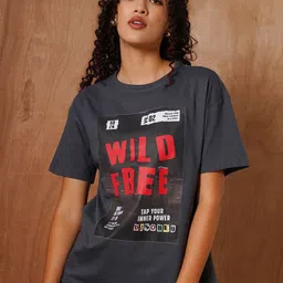 The Roadster Lifestyle Co Printed Cotton Oversized Tshirt-image-123