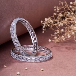 Opal Touch Set Of 2 Rhodium-Plated AD Studded Bangles image 2