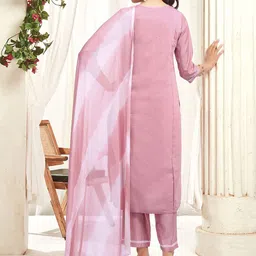 KALINI Ethnic Motifs Embroidered Thread Work Kurta with Trousers & Dupatta image 3