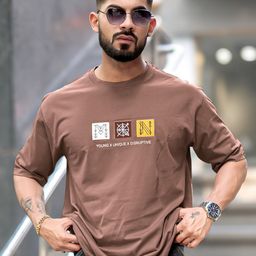 Maniac Men Typography Printed Round Neck Cotton Oversized T-shirt-image-92