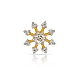 BHIMA 18K BIS Hallmark 750 Purity Yellow Gold Blloming Stone Diamond Nosepin-image-28