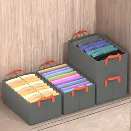 Kuber Industries Grey & Orange 4 Pieces Cotton Drawer Organisers-picture-30