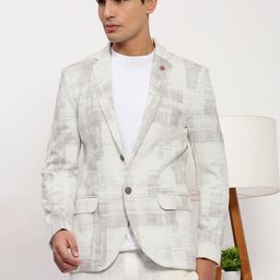 SHOWOFF Printed Cotton Slim-Fit Single-Breasted Blazer-image-23