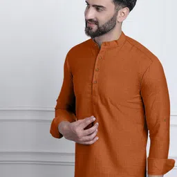 Zombom Men Mandarin Collar Straight Kurta-image-70