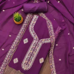 LeeliPeeri Designer Embroidered Unstitched Dress Material-image-58