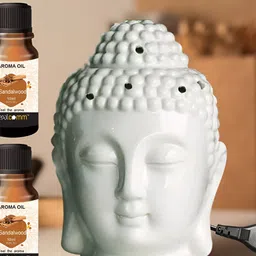 PEEPALCOMM 2-Pcs White Textured Buddha Aroma Oil Diffuser 10ml Each-25