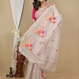 PuJoy Ethnic Motifs Zari Taant Saree-image-24