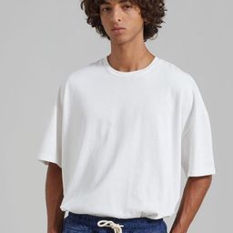 SMAN Round Neck Drop-Shoulder Sleeves Cotton Oversized T-shirt-image-68