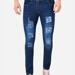 COMFITS Men Classic Mildly Distressed Light Fade Skinny Fit Stretchable Jeans-image-97