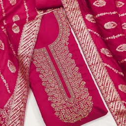 SYS Brand - Shop Your Style Floral Embroidered Sequinned Unstitched Dress Material-image-37