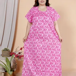 JAIPZZ APPARELS Plus Size Floral Printed Cotton Maxi Nightdress-picture-6
