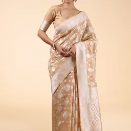 House of Pataudi Floral Woven Design Saree With Unstitched Blouse-image-80