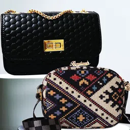 BANDICOOT Embellished Structured Sling Bag with Quilted-14