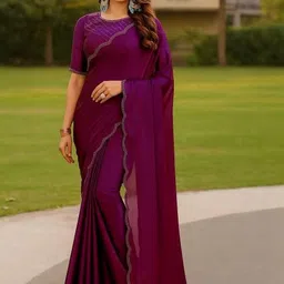 Moda Rapido Purple Silk Blend Embellished Sarees-picture-35