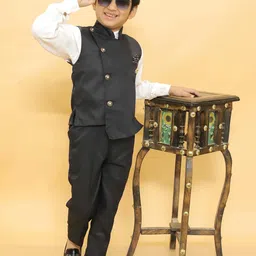 ALLES MARCHE Boys Set Of 3 Double Breasted Bandhgala Suit-image-84