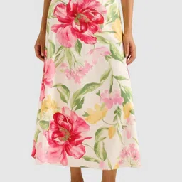 Forever New Talia Printed Pure Cotton A-Line Midi Skirt-image-7