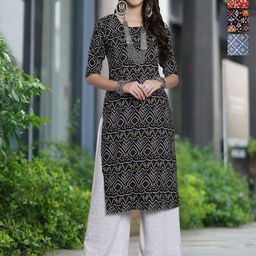 Moda Rapido Pack Of 4 Ethnic Motifs Printed Straight Kurta-image-63