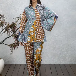 Rhe-Ana Printed Shirt-Collar Shirt With Palazzo Co-Ords-image-12