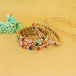 ZULKA Set Of 4 CZ-Studded Bangles-3