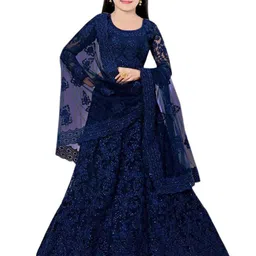 BAESD Girls Embellished Unstitched Lehenga With Blouse & Dupatta-picture-44