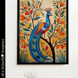 SOWPEACE Blue & Beige 1 Piece Canvas Birds and Animals Wall Photographs-image-55