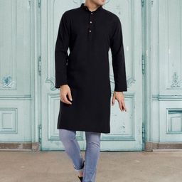 SKAVIJ Band Collar Cotton Straight Kurta-image-56
