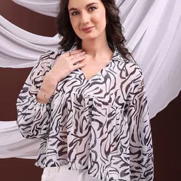 CORSICA Women Abstract Printed V-Neck Top-11