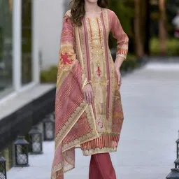 Hitarth Fashion Women Ethnic Motifs Mirror Work Regular Kurti with Trousers & With Dupatta-picture-38