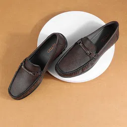 Metro Men Textured Comfort Insole Horsebit Loafers-image-28
