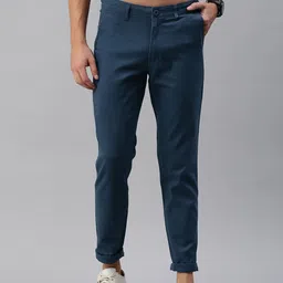 Roadster Men Navy Blue  Self Design Trousers-image-94