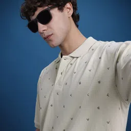 The Roadster Life Co. Conversational Print Pure Cotton Regular Fit Polo Collar T-shirt-image-80