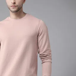 Roadster Men Pink Self-Design T-shirt-image-33
