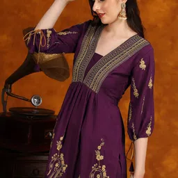 Sangria Embroidered  Naira Cut Kurta-picture-27