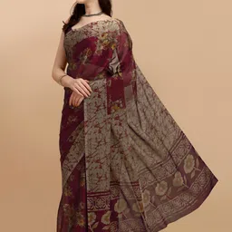 KALINI Maroon & Yellow Floral Saree-picture-39