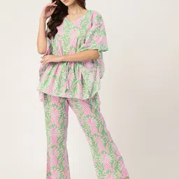 ETC Conversational Printed Pure Cotton Kaftan Night Suit-picture-53