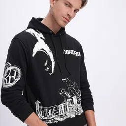 UNRL Hooded Printed Relaxed Fleece Sweatshirt-picture-32