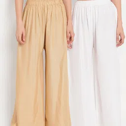 TAG 7 Women Pack of 2 Solid Flared Palazzos-picture-6