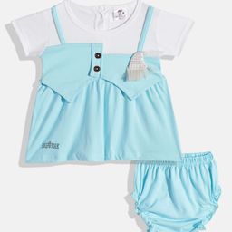 BABYMAX Infants Colourblocked Pure Cotton Fit & Flare Dress-image-40