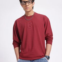 glitchez Bold Basics Embossed Brand Logo Oversized Fit T-shirt-image-82